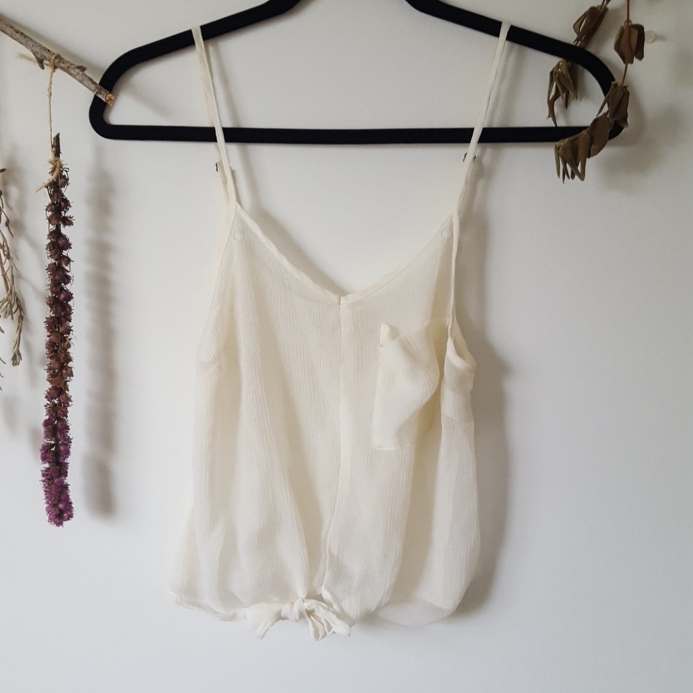 Sheer tie front crop top